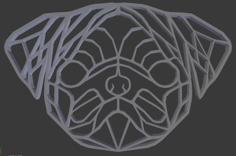 Pug Wireframe Wall Sculpture 2D 3D Printer Model