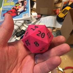 Two Color D20 With Flush Numbers 3D Printer Model