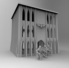 Gothic Imperial Building 28mm 03 3D Printer Model