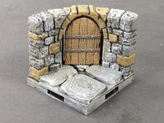 OpenForge 2.0 Dungeon Stone Curved Doors 3D Printer Model