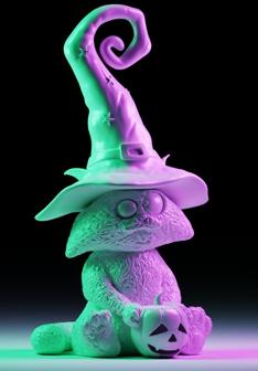 Confused Witch Cat With A Pumpkin 3D Printer Model