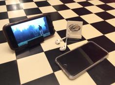 Smartphone Stand (and Earbud/Cable Storage) 3D Printer Model