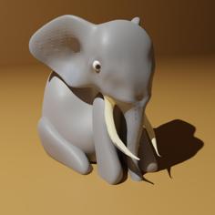 Cartoon Elephant Sitting Down 3D Printer Model