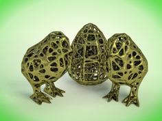 Happy Easter Chick Voronoi Style 3D Printer Model