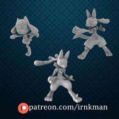 Riolu / Lucario / Mega Lucario (Pokemon 35mm True Scale Series) 3D Printer Model