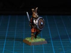 Easter Bunny Warrior 28mm (FDM, No Supports Needed) 3D Printer Model