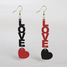 Vertical Love Text Earring 3D Printer Model