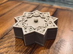 Ridvan Box – A Small Nine Pointed Star Baha’i Jewelry Box With Rosettes 3D Printer Model