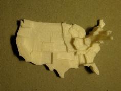 Contiguous United States Prism Map 3D Printer Model