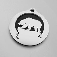 Bear Pendant, Keychain 3D Printer Model