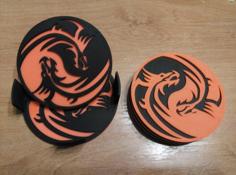 Dragon Yinyan Coasters And Holder 3D Printer Model