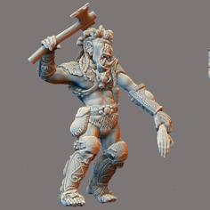 Orc Chief Attacking With Human Arm 3D Printer Model