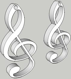 Treble Clef Earrings 3D Printer Model