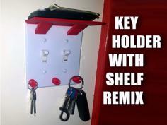 Double Light Switch Key Holder & Shelf With Supports 3D Printer Model