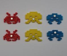 Space Invaders Magnets Small 3D Printer Model