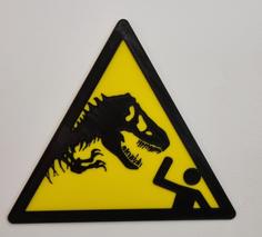 ISO 7010 Style Jurassic Park Warning Sign 3D Printer Model