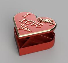 Heart Box V2 With Internal Dividers 3D Printer Model