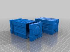 Modular SciFi Cargo Containers. (Multiple Ends, Connectable Container Bodies) 3D Printer Model