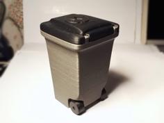 Mini Trash Can With Moving Wheels 3D Printer Model