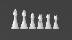 Royal Cat Chess Pieces 3D Printer Model