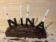 NINA Birthday Cake Letters With Candle Holder 3D Printer Model