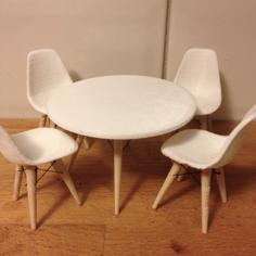 Dolls House Eames Table And Chairs 3D Printer Model