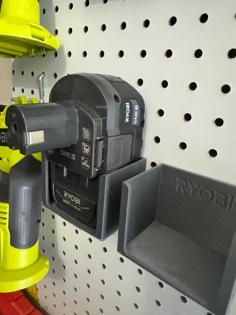 Ryobi One+ Battery (& Tool) Pegboard Holder 4Ah 3D Printer Model