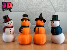 Articulated Pumpkin Snowman Fidget 3D Printer Model