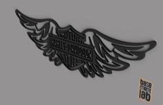 Harley-Davidson Wings 2d Wall-art 3D Printer Model