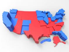 Customizable USA Electoral College Map 3D Printer Model