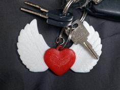 Winged Heart Keychain 3D Printer Model