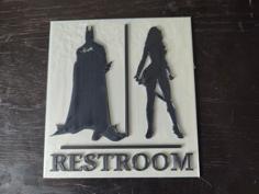 Batman Wonder Woman Restroom Sign 3D Printer Model