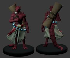 Lizardfolk Monk Miniature 3D Printer Model