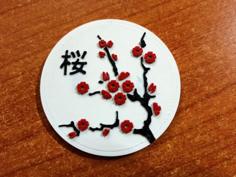 Japanese Sakura Souvenir Magnet 3D Printer Model