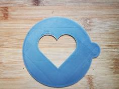 Heart Milk Foam Printing Stencil 3D Printer Model