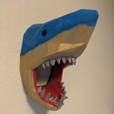 Low-Poly Shark Head For Wall (Large) 3D Printer Model