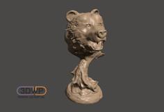 Bear Head On Stand 3D Printer Model