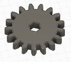 Gear 17 Teeth (module 2.0 Mm, Hole Hex 6.2 Mm) 3D Printer Model