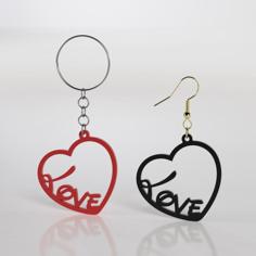 Love Earrings Keychain 3D Printer Model