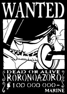 Wanted Poster Zoro 2 3D Printer Model