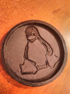 Linux Tux Round Coaster 3D Printer Model