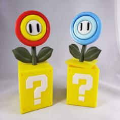 Super Mario Fire Or Ice Flower With Switch Card Storage 3D Printer Model