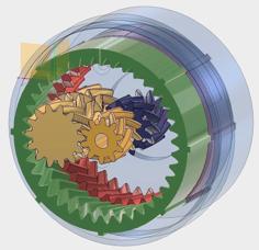 Compound Planetary Gear Box (37:1 Or 49.3:1) NEMA 17, No Hardware. 3D Printer Model