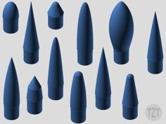 Model Rocket 34mm NC-55 Nose Cone Collection 3D Printer Model