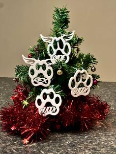 Christmas Tree Ornament Dog Paw With Wings 3D Printer Model