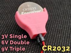 CR2032 Coin Cell Battery Holder 3D Printer Model