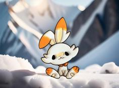 Cute Scorbunny Chibi Pokemon Fridge Magnet/Keychain 3D Printer Model