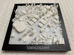 Vancouver Downtown Framed 3D Map 3D Printer Model