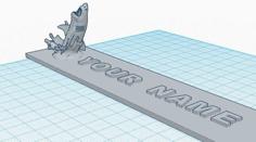 Cubical Name Plate With Great White Shark 3D Printer Model