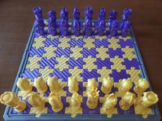 Purple Minion Chess Set With Hair For FDM Printers 3D Printer Model